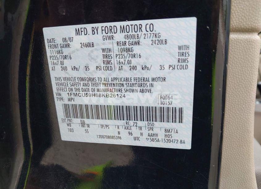 Photo 9 of 2008 Ford Escape HYBRID (VIN 1FMCU59H68TB26124)