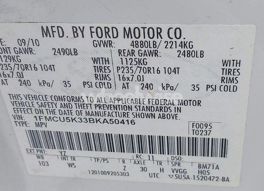 Photo 9 of 2011 Ford Escape HYBRID (VIN 1FMCU5K33BKA50416)