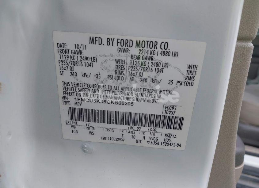 Photo 9 of 2012 Ford Escape HYBRID (VIN 1FMCU5K36CKB06205)