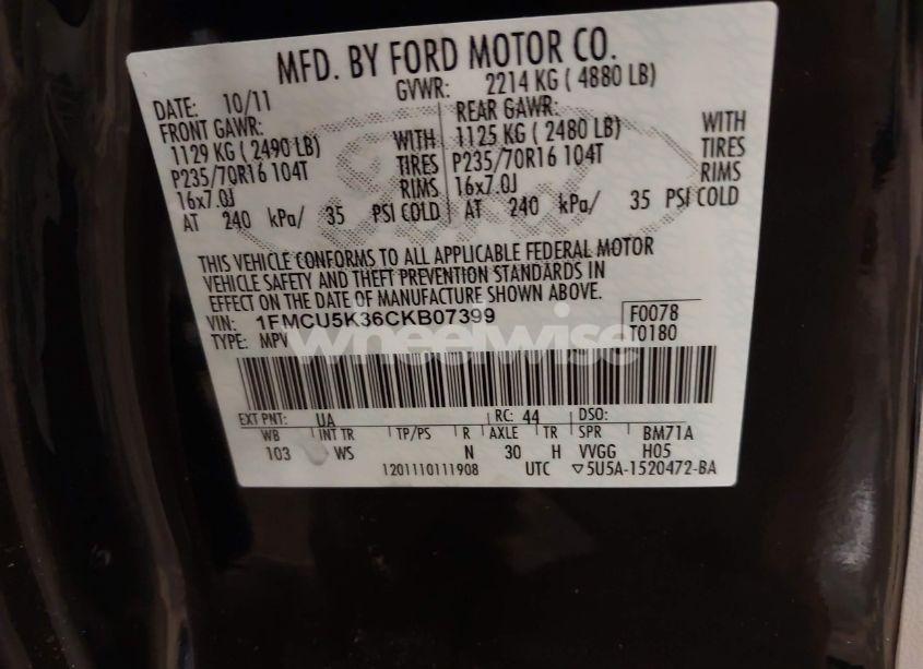 Photo 9 of 2012 Ford Escape HYBRID (VIN 1FMCU5K36CKB07399)