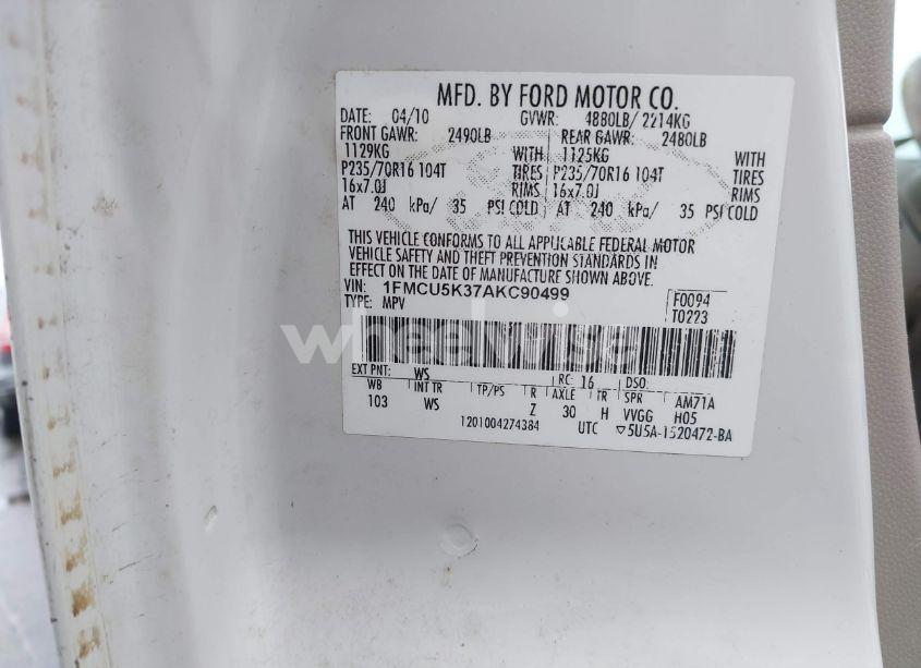 Photo 9 of 2010 Ford Escape HYBRID LIMITED (VIN 1FMCU5K37AKC90499)