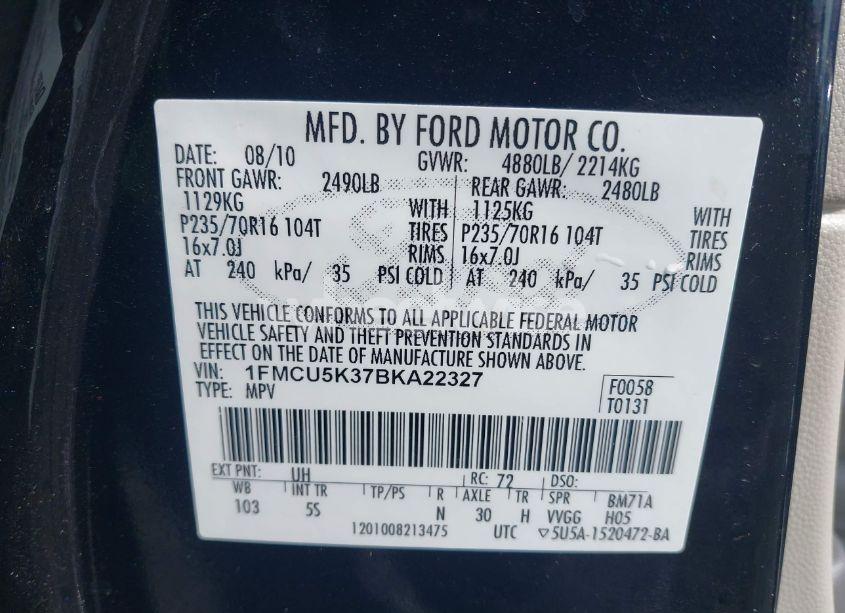 Photo 9 of 2011 Ford Escape HYBRID LIMITED (VIN 1FMCU5K37BKA22327)