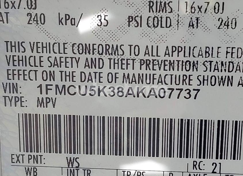 Photo 9 of 2010 Ford Escape HYBRID LIMITED (VIN 1FMCU5K38AKA07737)
