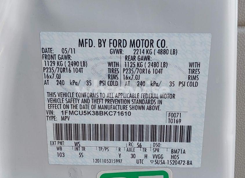 Photo 9 of 2011 Ford Escape HYBRID LIMITED (VIN 1FMCU5K38BKC71610)