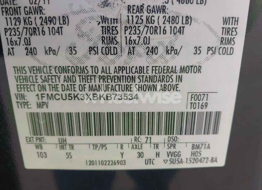 Photo 9 of 2011 Ford Escape HYBRID LIMITED (VIN 1FMCU5K3XBKB73534)