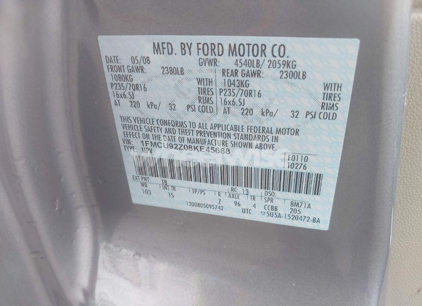 Photo 9 of 2008 Ford Escape XLS (VIN 1FMCU92Z08KE45688)