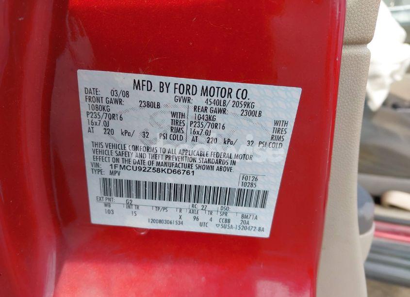 Photo 9 of 2008 Ford Escape XLS (VIN 1FMCU92Z58KD66761)