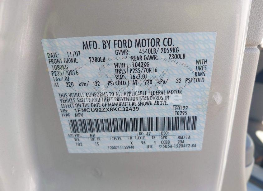 Photo 9 of 2008 Ford Escape XLS (VIN 1FMCU92ZX8KC32439)