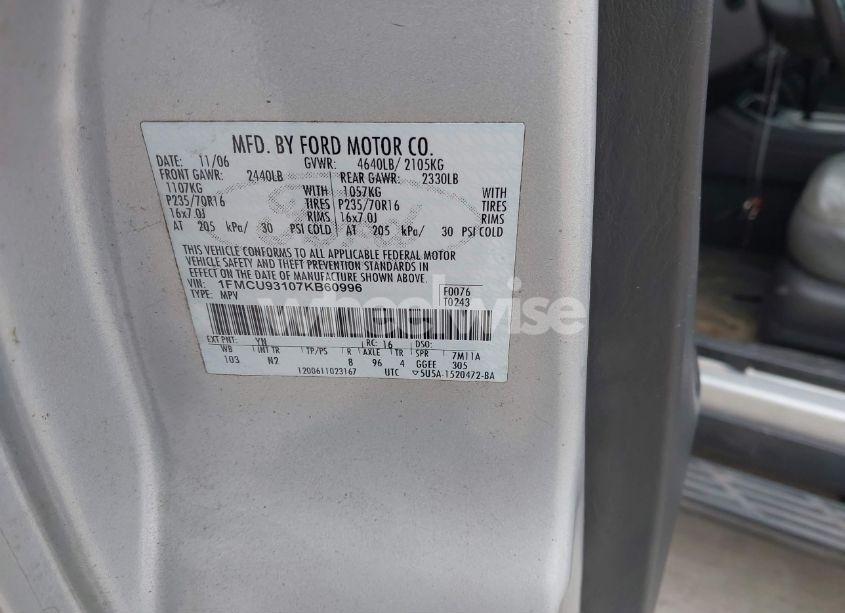 Photo 9 of 2007 Ford Escape XLT/XLT SPORT (VIN 1FMCU93107KB60996)