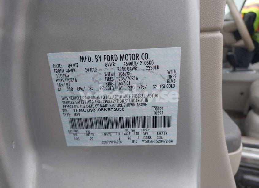 Photo 9 of 2008 Ford Escape XLT (VIN 1FMCU93108KB75838)