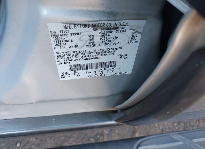 Photo 9 of 2004 Ford Escape XLT (VIN 1FMCU93114KB50408)