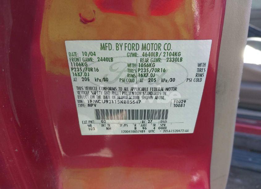 Photo 9 of 2005 Ford Escape XLT (VIN 1FMCU93115KB85547)