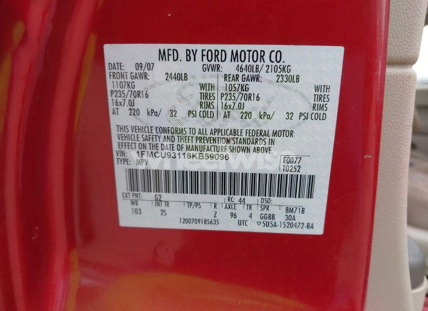 Photo 9 of 2008 Ford Escape XLT (VIN 1FMCU93118KB59096)