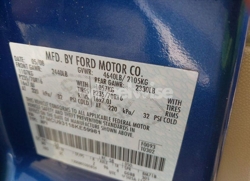 Photo 9 of 2008 Ford Escape XLT (VIN 1FMCU93118KE59981)