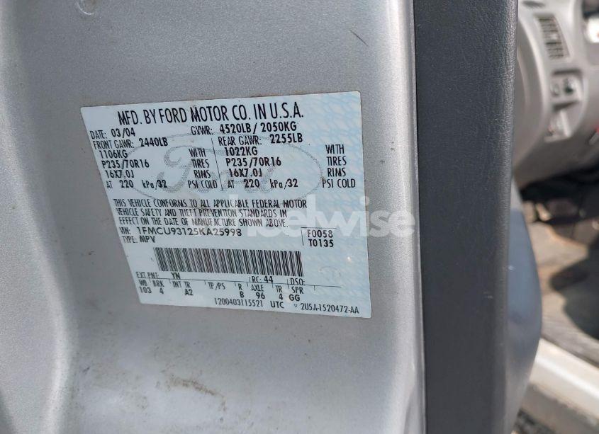 Photo 9 of 2005 Ford Escape XLT (VIN 1FMCU93125KA25998)