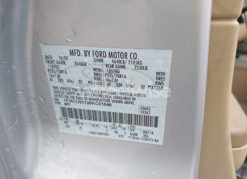 Photo 9 of 2008 Ford Escape XLT (VIN 1FMCU93128KC01646)