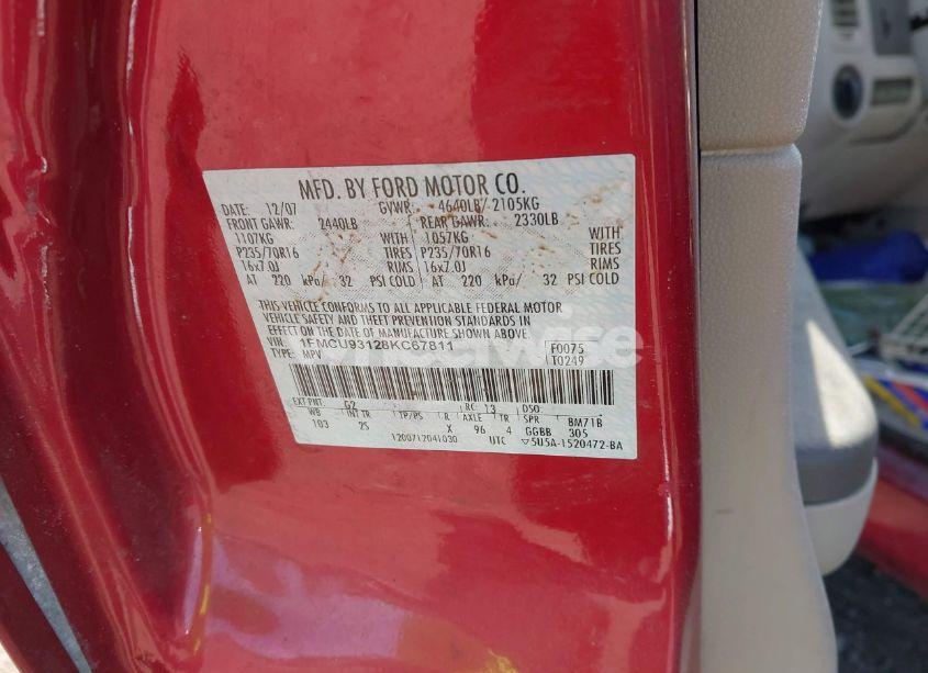 Photo 9 of 2008 Ford Escape XLT (VIN 1FMCU93128KC67811)