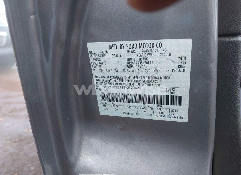 Photo 9 of 2008 Ford Escape XLT (VIN 1FMCU93128KE29422)