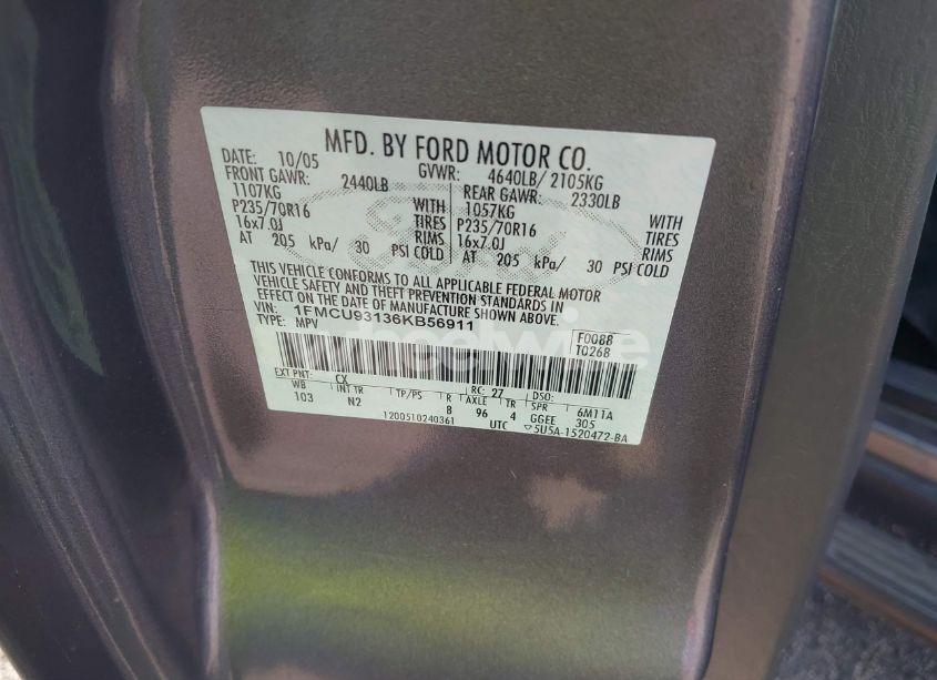 Photo 9 of 2006 Ford Escape XLT/XLT SPORT (VIN 1FMCU93136KB56911)