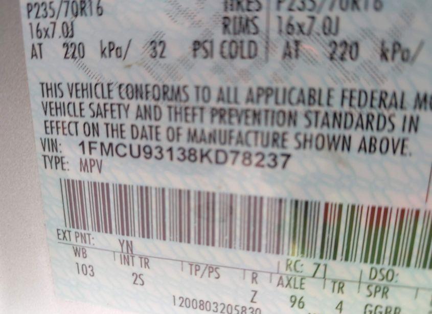 Photo 9 of 2008 Ford Escape XLT (VIN 1FMCU93138KD78237)