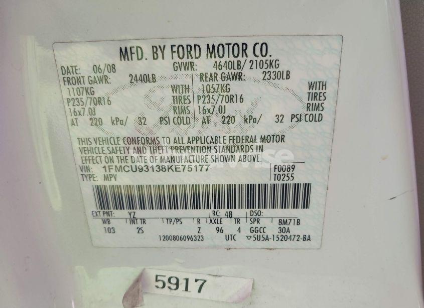 Photo 9 of 2008 Ford Escape XLT (VIN 1FMCU93138KE75177)