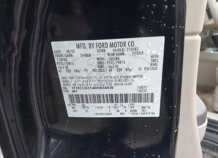 Photo 9 of 2008 Ford Escape XLT (VIN 1FMCU93148KB34936)