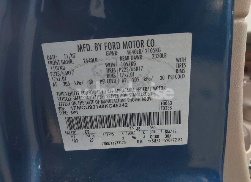 Photo 9 of 2008 Ford Escape XLT (VIN 1FMCU93148KC45342)