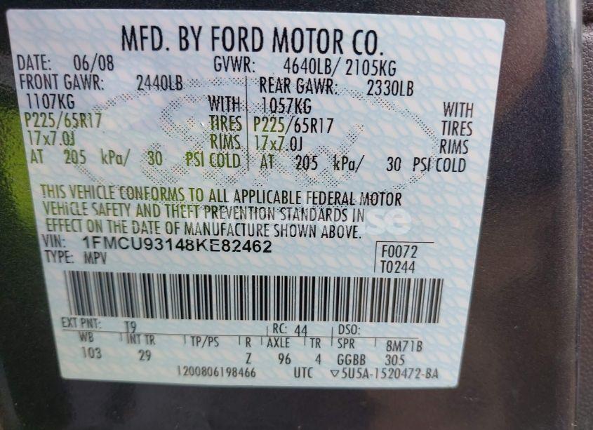 Photo 9 of 2008 Ford Escape XLT (VIN 1FMCU93148KE82462)