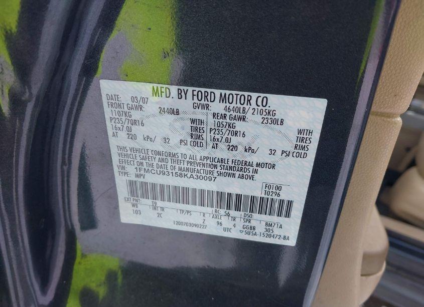 Photo 9 of 2008 Ford Escape XLT (VIN 1FMCU93158KA30097)