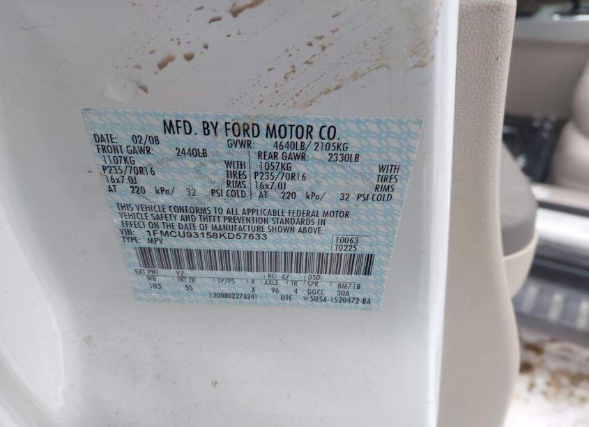 Photo 9 of 2008 Ford Escape XLT (VIN 1FMCU93158KD57633)