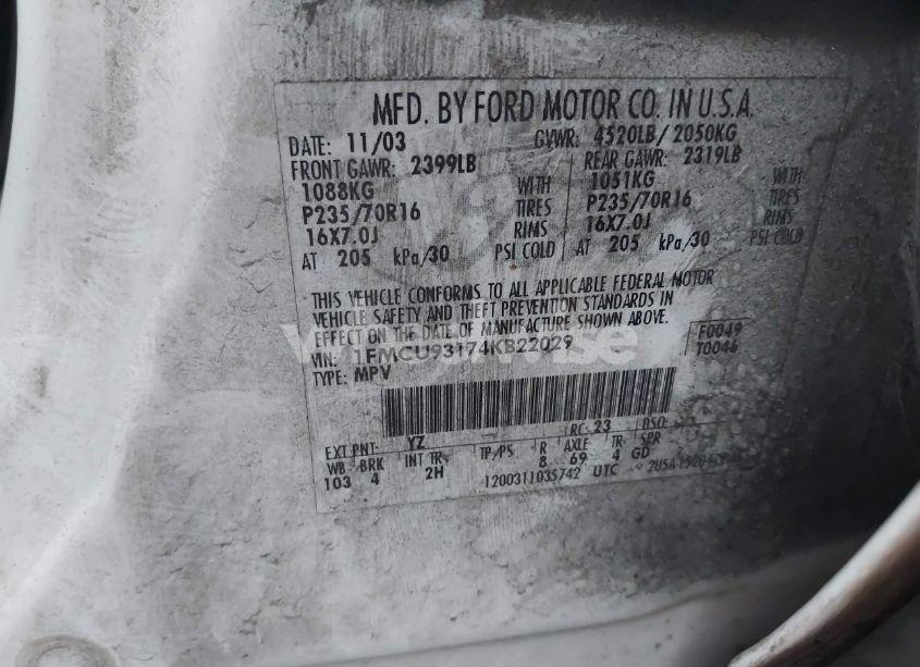 Photo 9 of 2004 Ford Escape XLT (VIN 1FMCU93174KB22029)