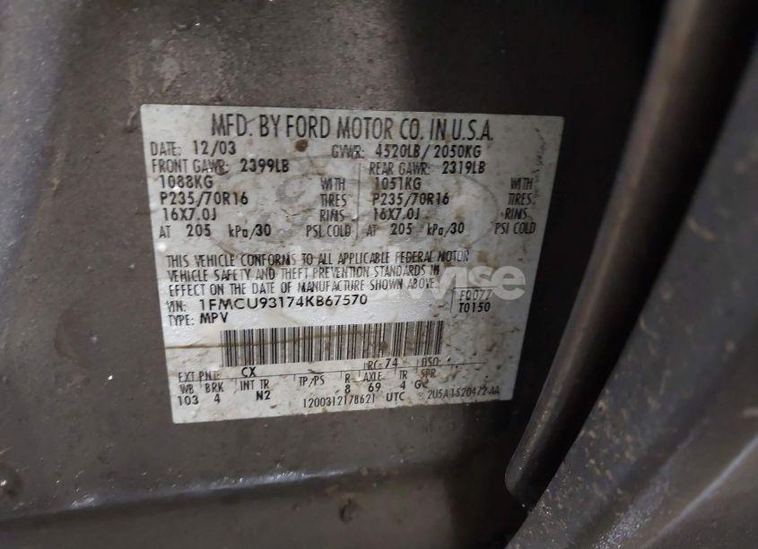 Photo 9 of 2004 Ford Escape XLT (VIN 1FMCU93174KB67570)