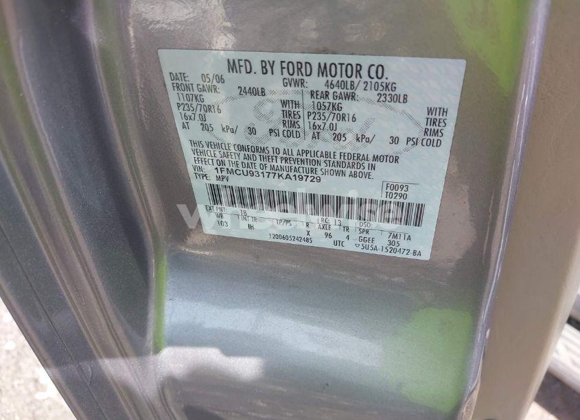 Photo 9 of 2007 Ford Escape XLT/XLT SPORT (VIN 1FMCU93177KA19729)