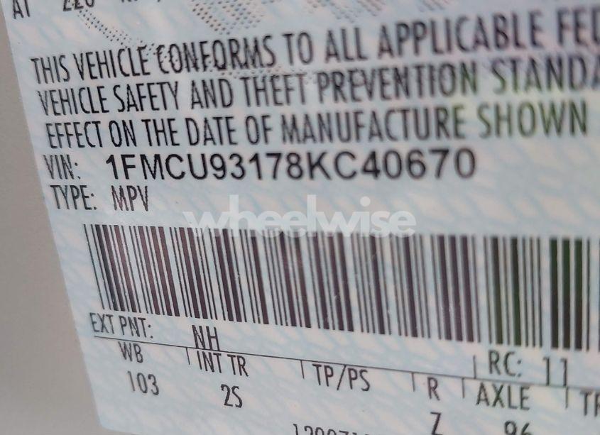 Photo 9 of 2008 Ford Escape XLT (VIN 1FMCU93178KC40670)