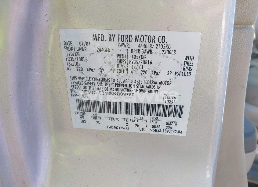 Photo 9 of 2008 Ford Escape XLT (VIN 1FMCU93188KB09750)