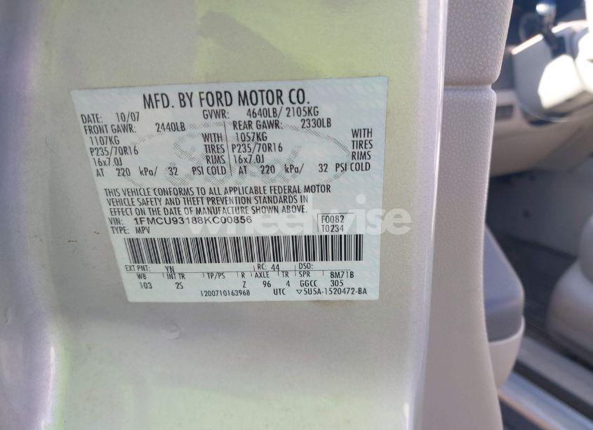 Photo 9 of 2008 Ford Escape XLT (VIN 1FMCU93188KC00856)