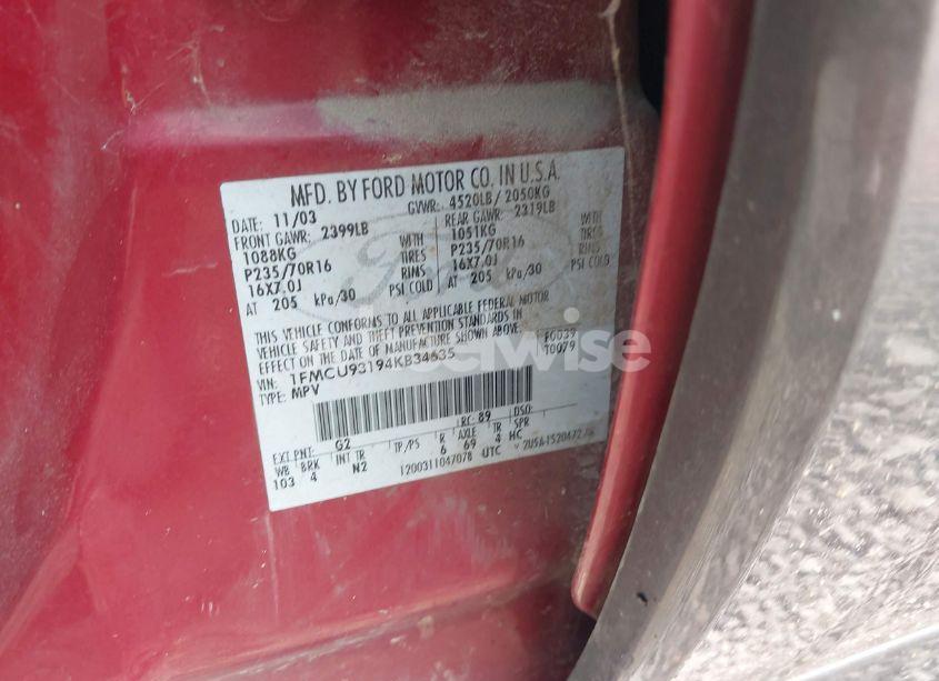 Photo 9 of 2004 Ford Escape XLT (VIN 1FMCU93194KB34635)