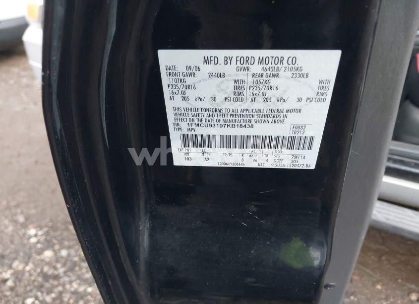 Photo 9 of 2007 Ford Escape XLT/XLT SPORT (VIN 1FMCU93197KB18438)