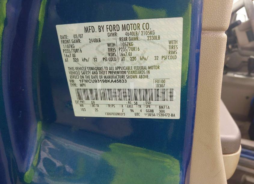 Photo 9 of 2008 Ford Escape XLT (VIN 1FMCU93198KA45833)