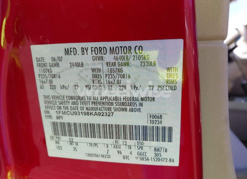 Photo 9 of 2008 Ford Escape XLT (VIN 1FMCU93198KA92327)