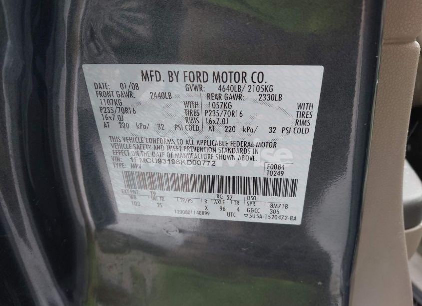 Photo 9 of 2008 Ford Escape XLT (VIN 1FMCU93198KD00772)