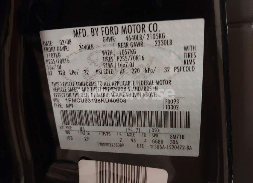 Photo 9 of 2008 Ford Escape XLT (VIN 1FMCU93198KD40608)