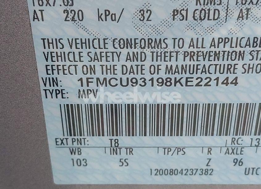 Photo 9 of 2008 Ford Escape XLT (VIN 1FMCU93198KE22144)