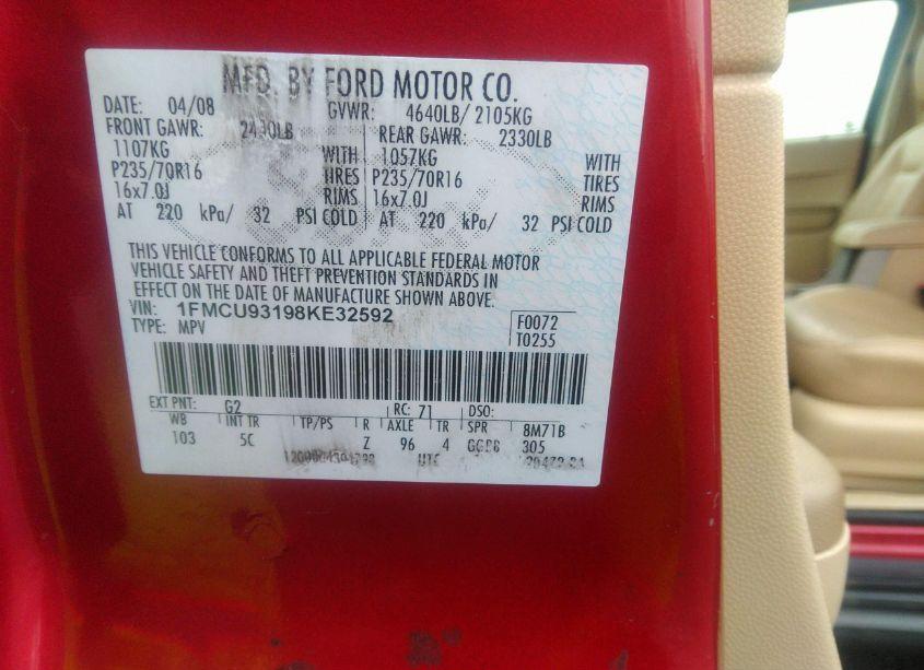 Photo 9 of 2008 Ford Escape XLT (VIN 1FMCU93198KE32592)