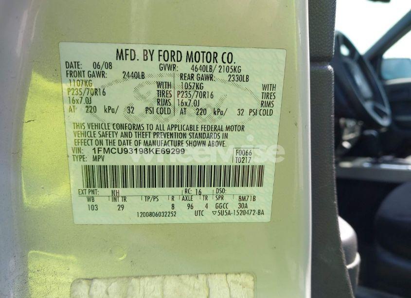 Photo 9 of 2008 Ford Escape XLT (VIN 1FMCU93198KE69299)