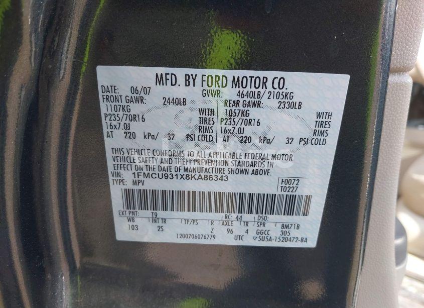 Photo 9 of 2008 Ford Escape XLT (VIN 1FMCU931X8KA86343)