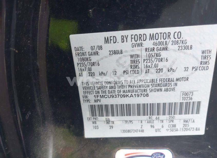 Photo 9 of 2009 Ford Escape XLT (VIN 1FMCU93709KA19708)