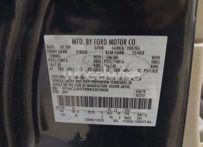 Photo 9 of 2009 Ford Escape XLT (VIN 1FMCU93709KD03906)