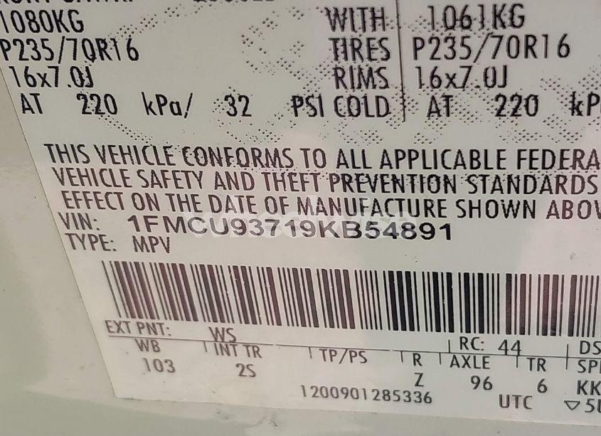 Photo 9 of 2009 Ford Escape XLT (VIN 1FMCU93719KB54891)