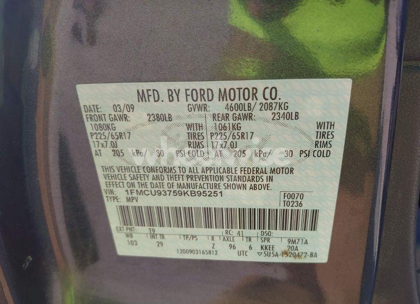 Photo 9 of 2009 Ford Escape XLT (VIN 1FMCU93759KB95251)